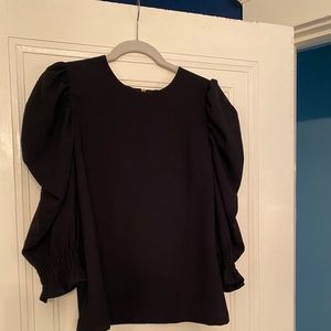 Rachel Parcell Black Puff Sleeve Top Size M